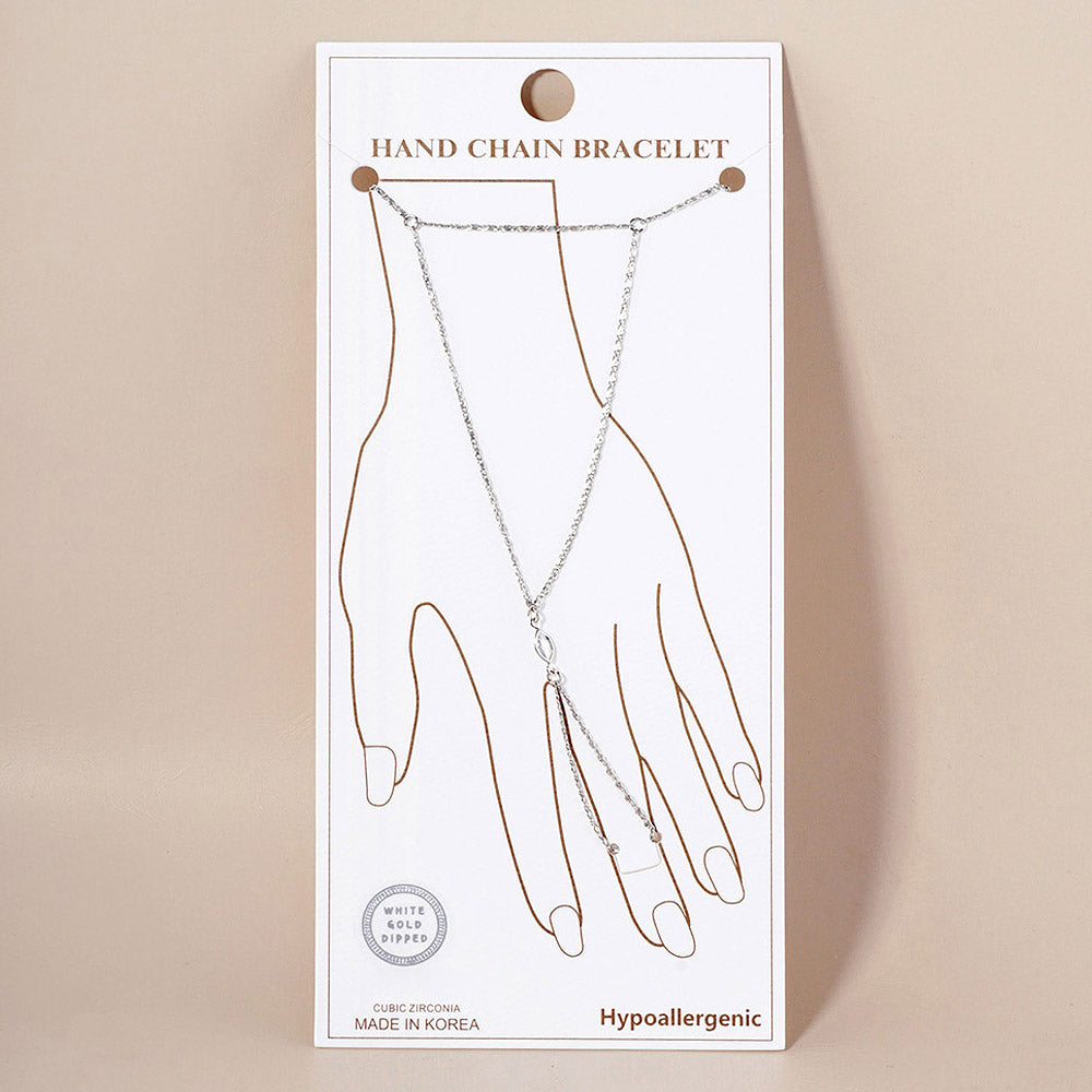iLLASPARKZ Gold Dipped Marquise CZ Stone Bezel Chain Hand Chain Bracelet