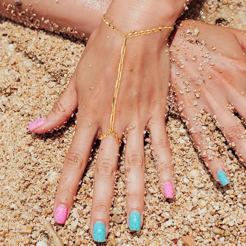 iLLASPARKZ Gold Dipped Paperclip Chain Hand Chain Bracelet