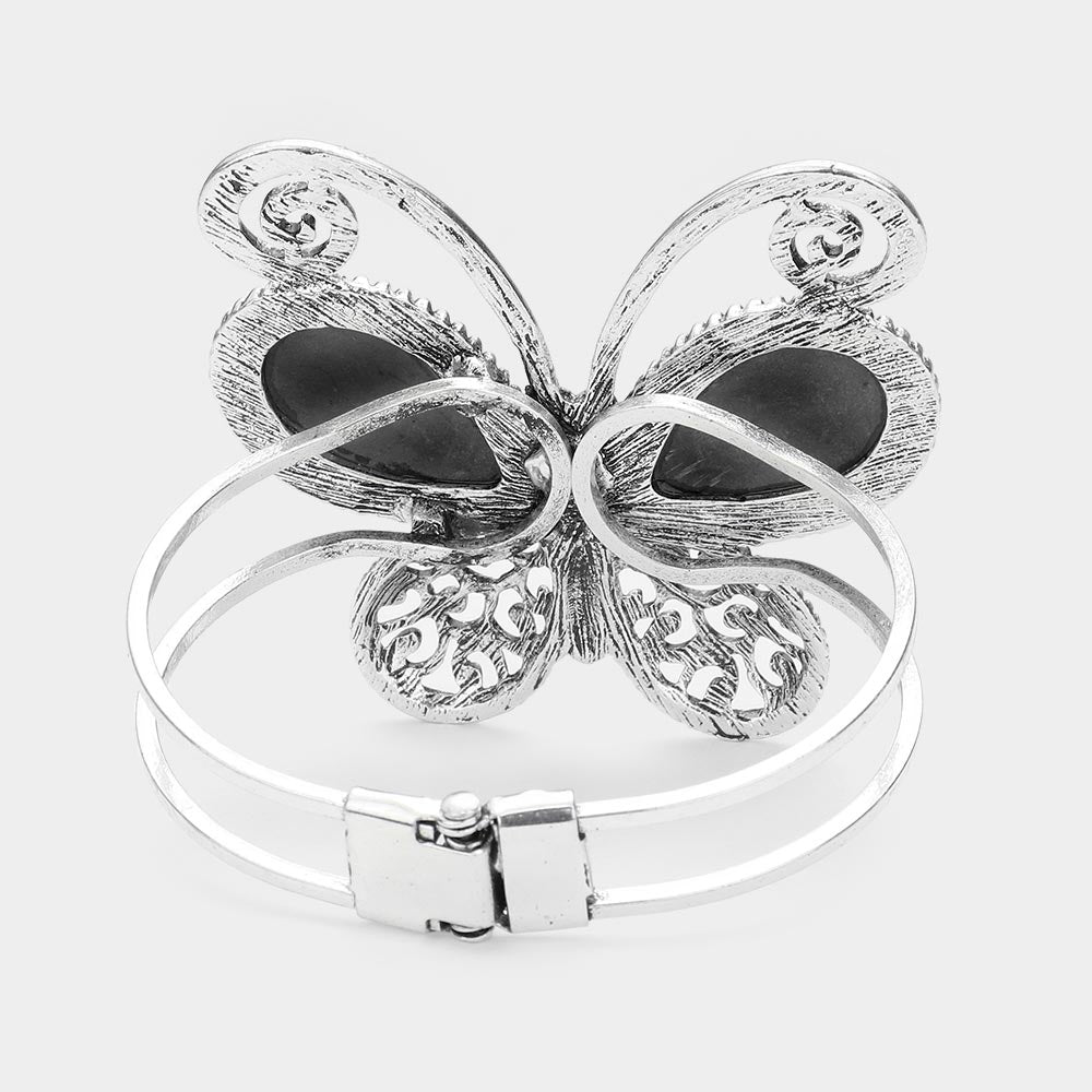iLLASPARKZ Natural Stone Butterfly Hinged Bracelet