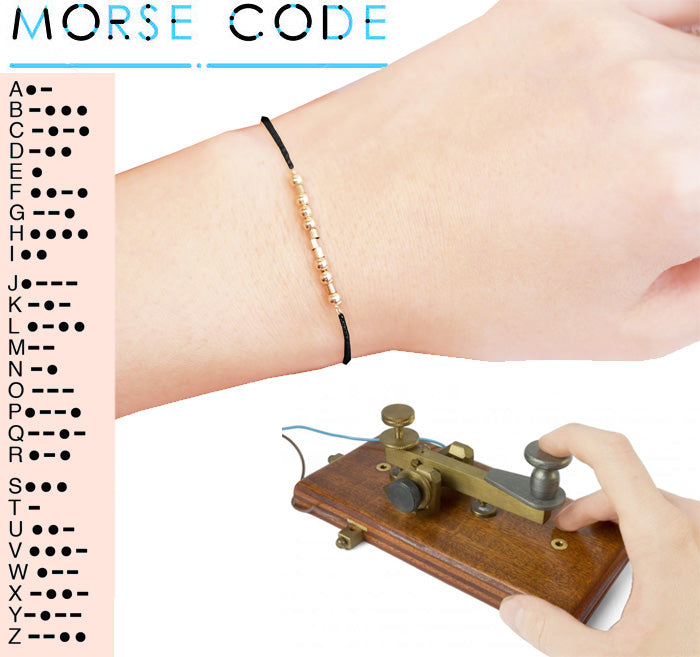iLLASPARKZ MOM Message Morse Code Adjustable Cinch Pull Tie Bracelet