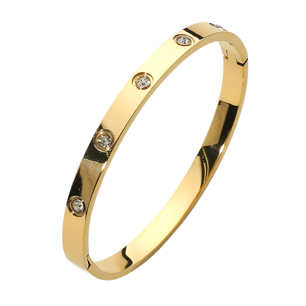 iLLASPARKZ SECRET BOX_Stainless Steel Stone Paved Hinged Bangle Bracelet