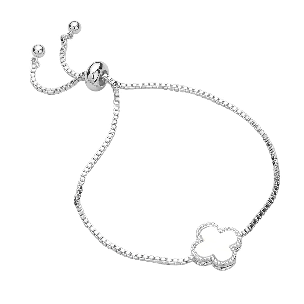 iLLASPARKZ Natural Stone Quatrefoil Cluster Pointed Adjustable Cinch Pull Tie Bracelet