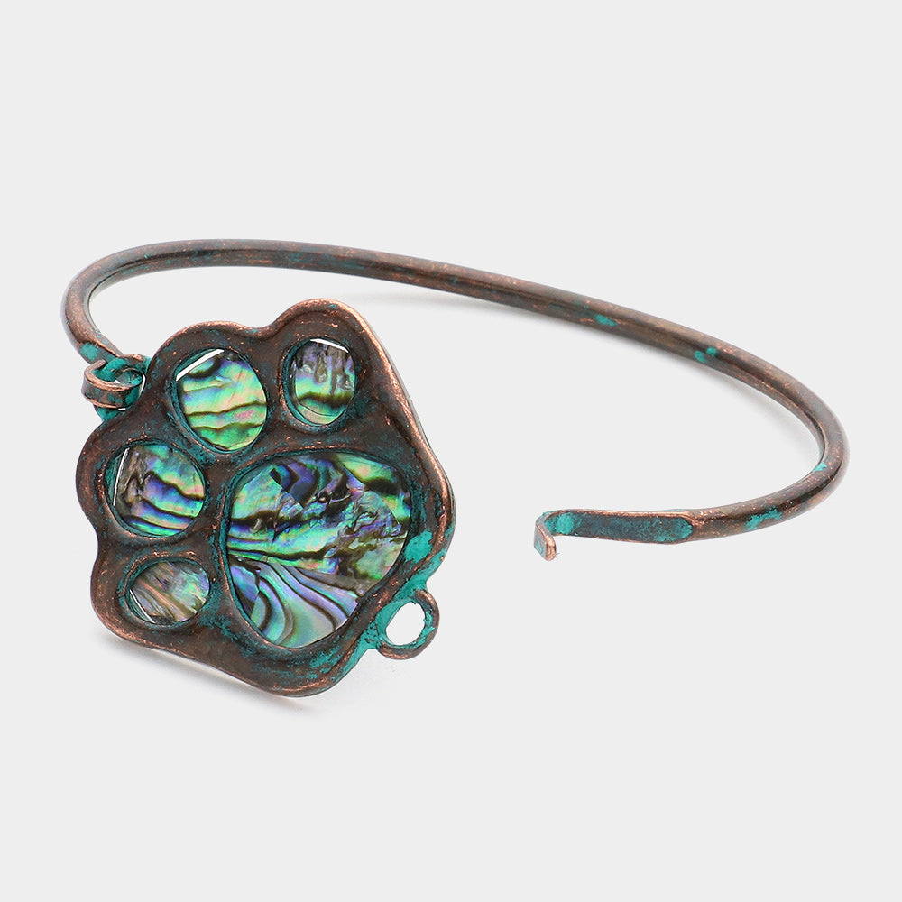 Abalone Paw Pointed Bangle Bracelet