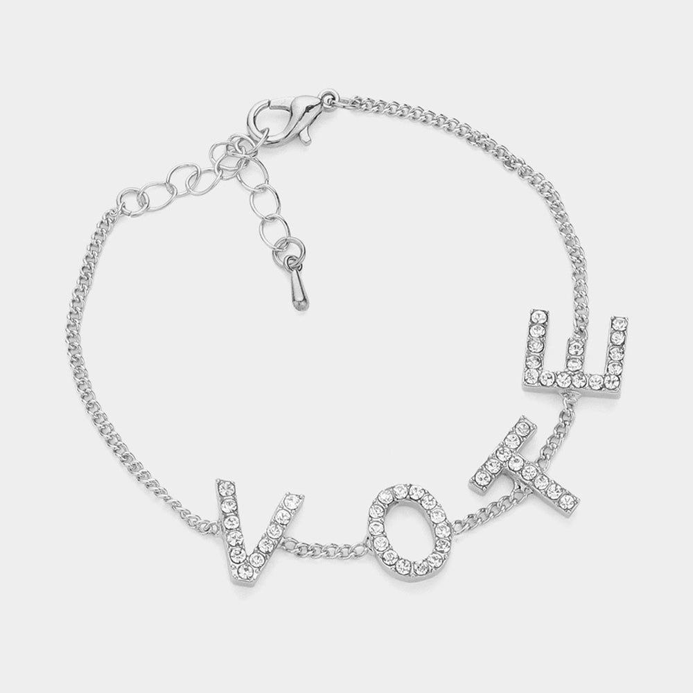 iLLASPARKZ Stone Paved VOTE Message Bracelet