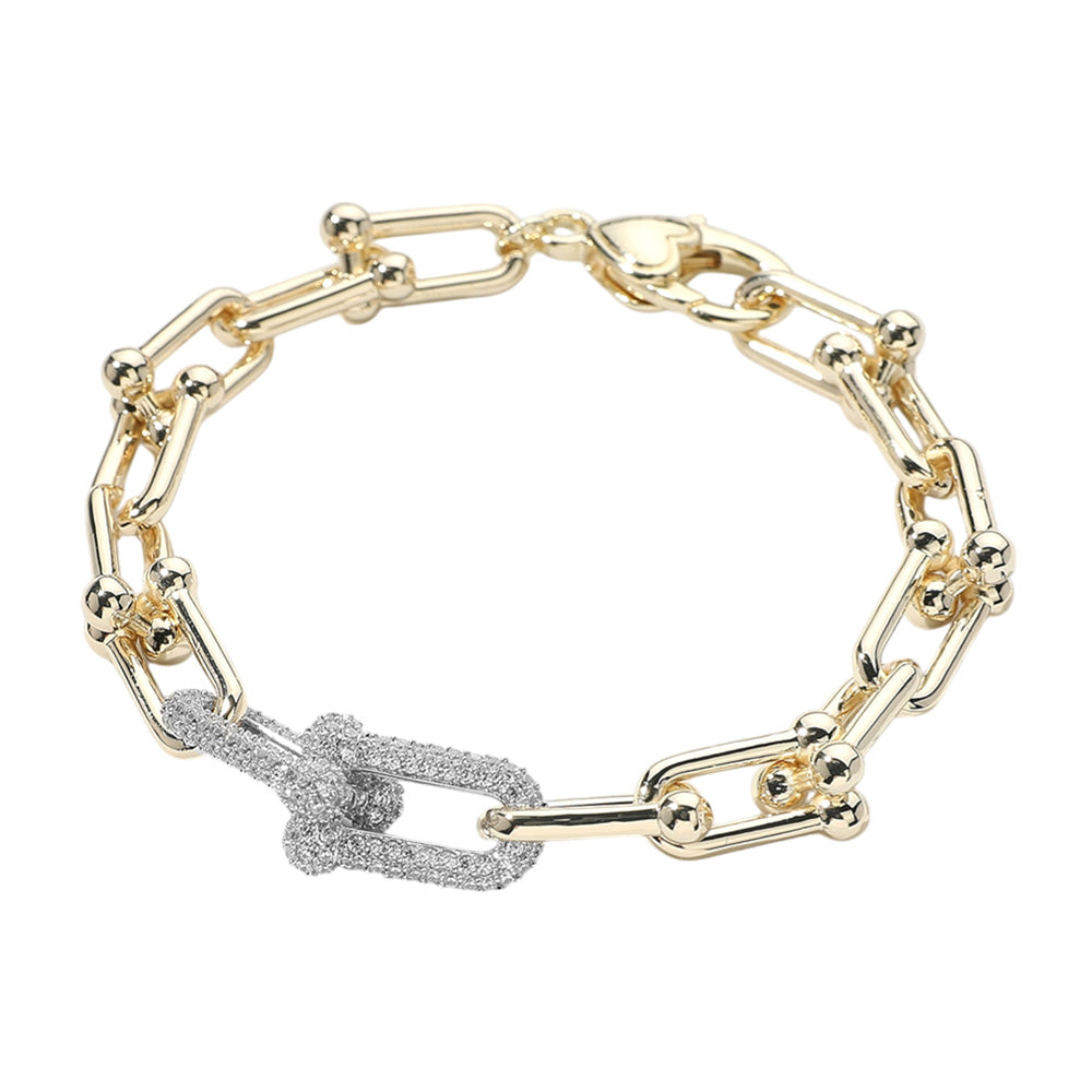 iLLASPARKZ CZ Stone Paved Hardware Chain Link Bracelet