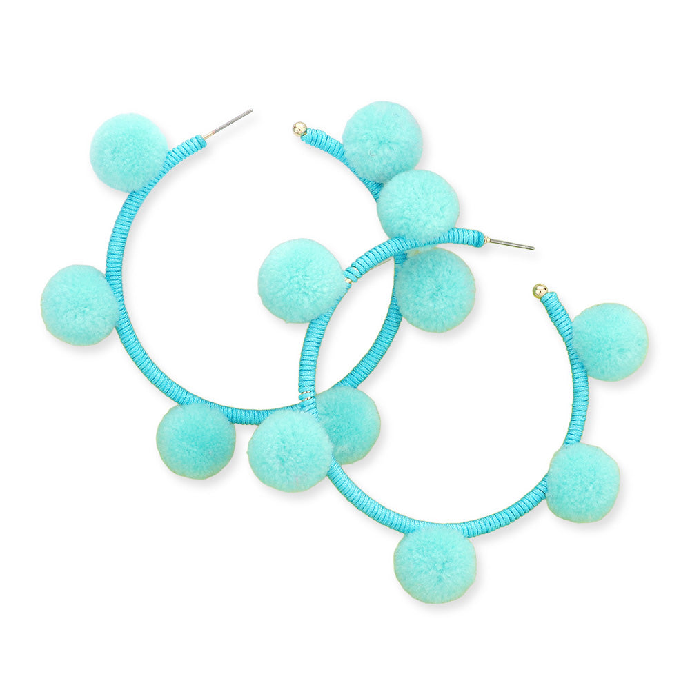 iLLASPARKZ Pom Pom Station Hoop Earrings