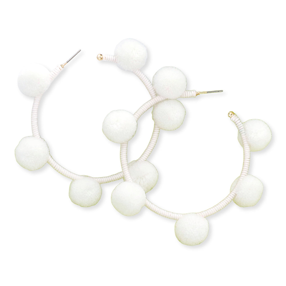iLLASPARKZ Pom Pom Station Hoop Earrings