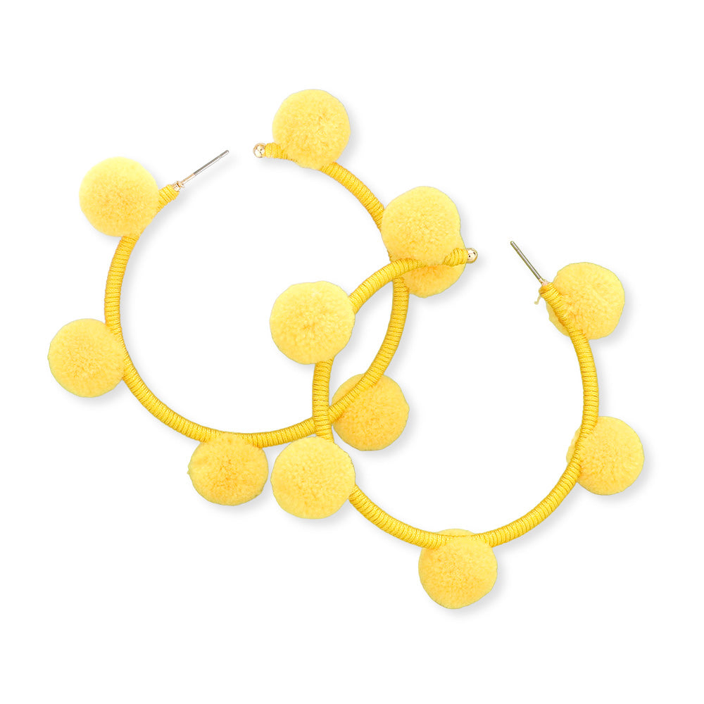 iLLASPARKZ Pom Pom Station Hoop Earrings