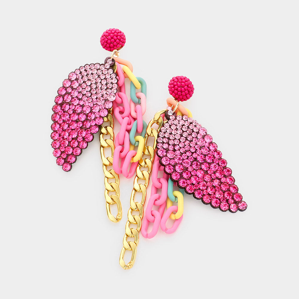 iLLASPARKZ Bling Wing Chain Link Dangle Earrings