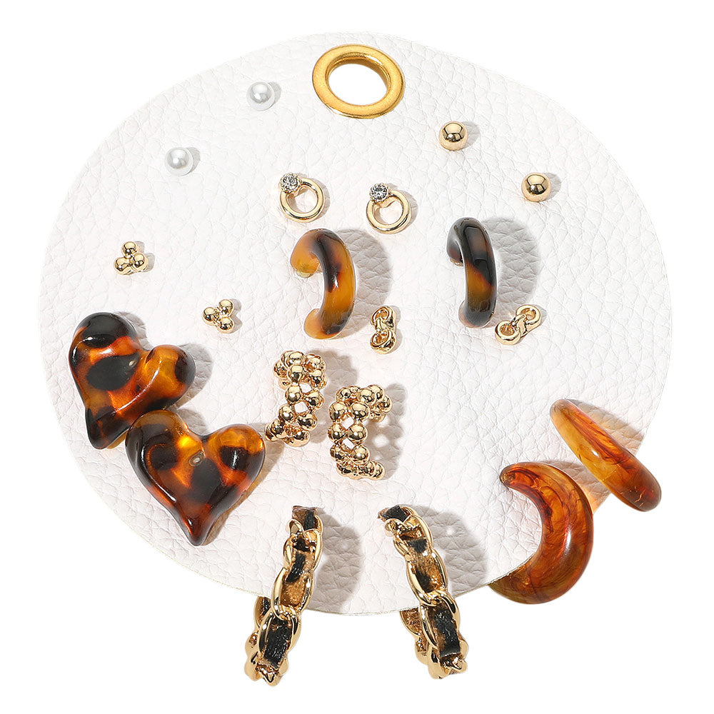 iLLASPARKZ 10Pairs - Animal Printed Heart Assorted Fashion Earring Set
