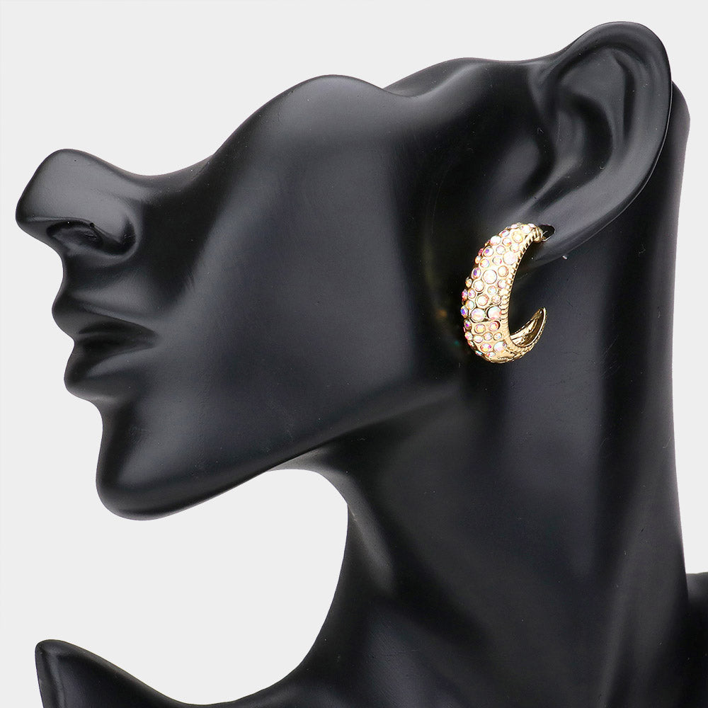 iLLASPARKZ Rhinestone Embellished Half Hoop Earrings