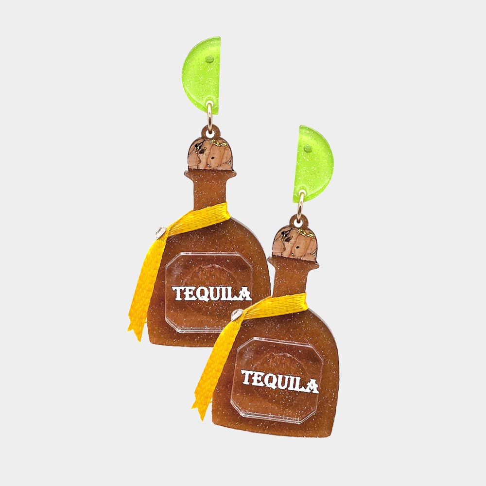 iLLASPARKZ Glittered Resin Tequila Dangle Earrings