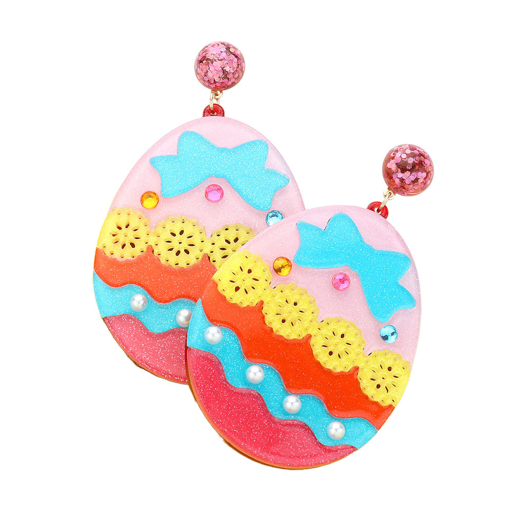 Glittered Resin Easter Egg Dangle Earrings