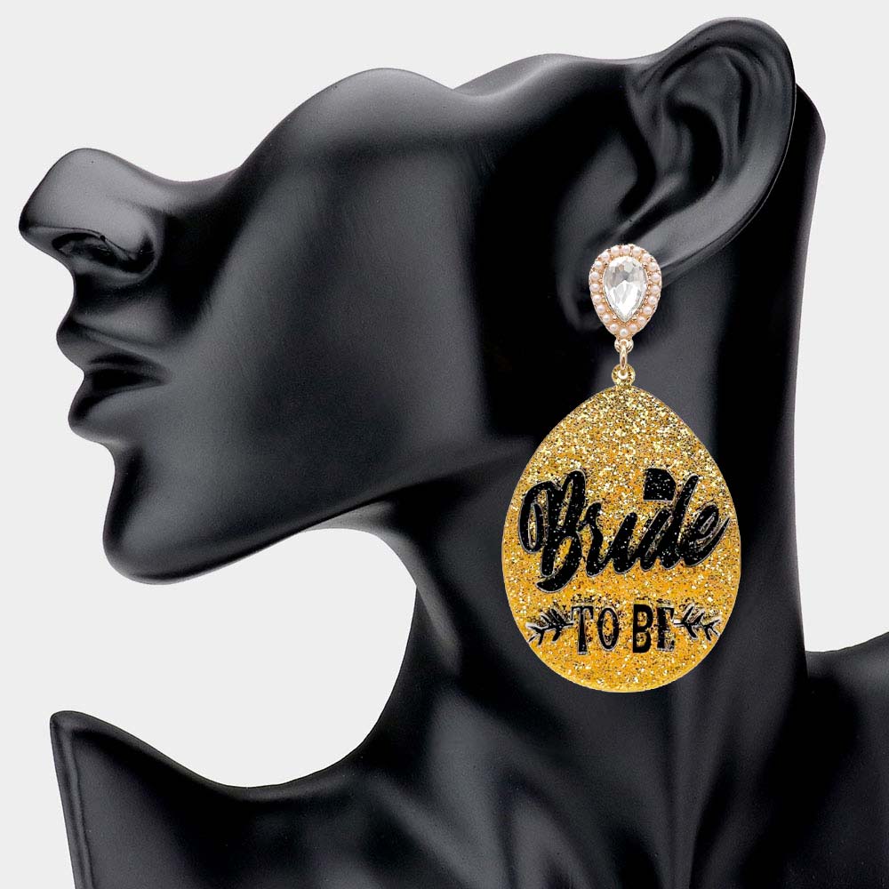 iLLASPARKZ Bride TO BE Glittered Resin Teardrop Dangle Earrings