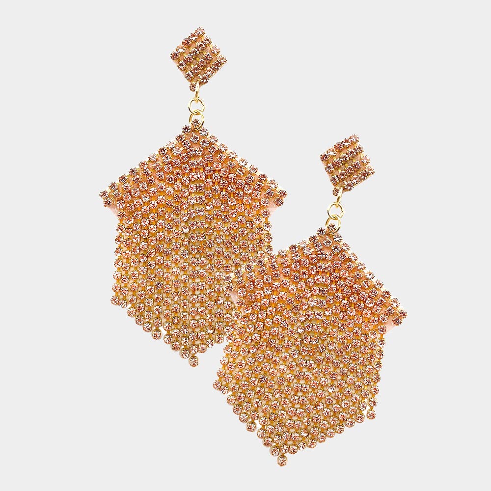 iLLASPARKZ Felt Back Rhinestone Fringe Dangle Earrings