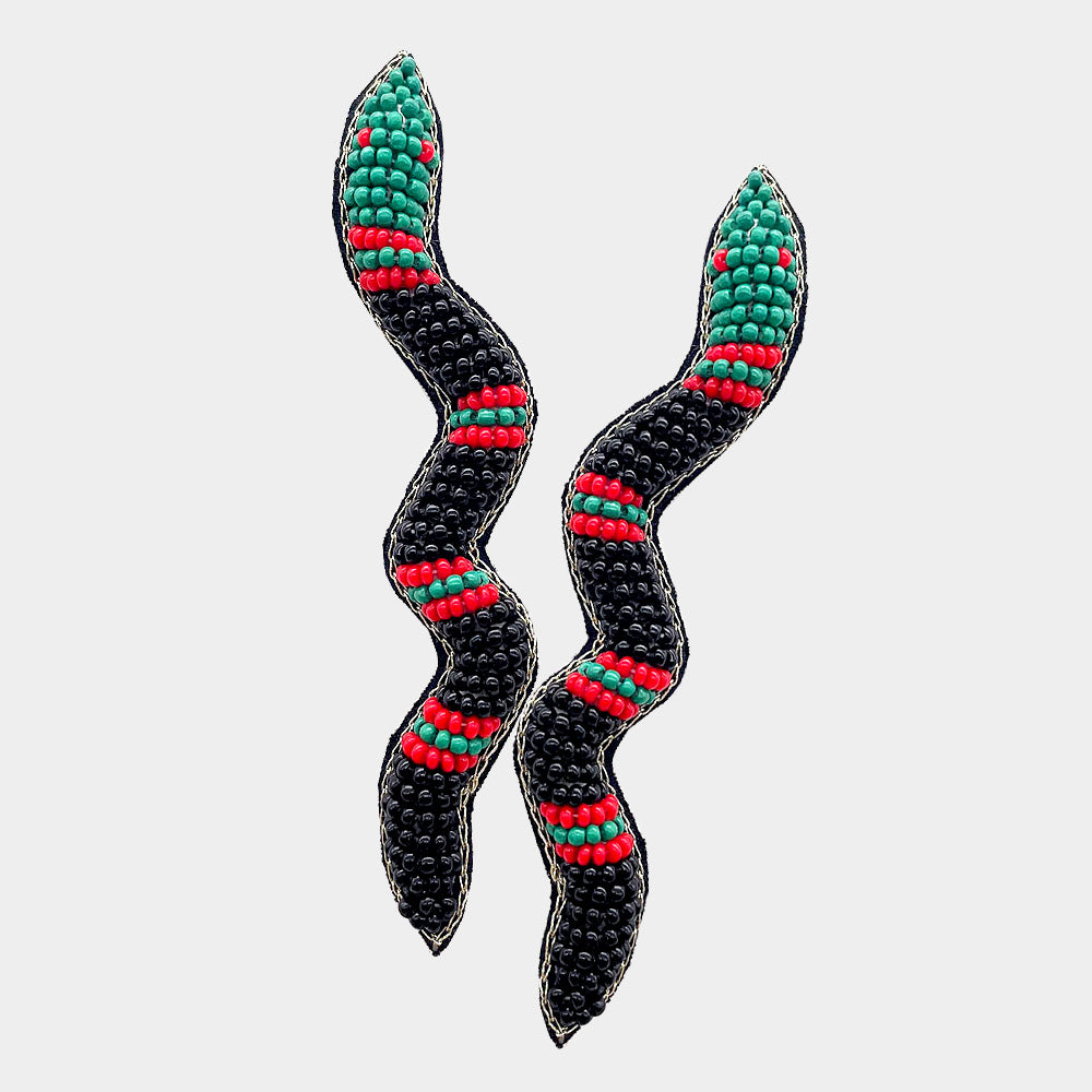 iLLASPARKZ Felt Back Seed Beaded Snake Earrings