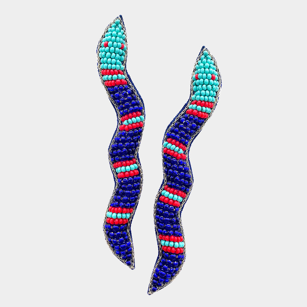 iLLASPARKZ Felt Back Seed Beaded Snake Earrings