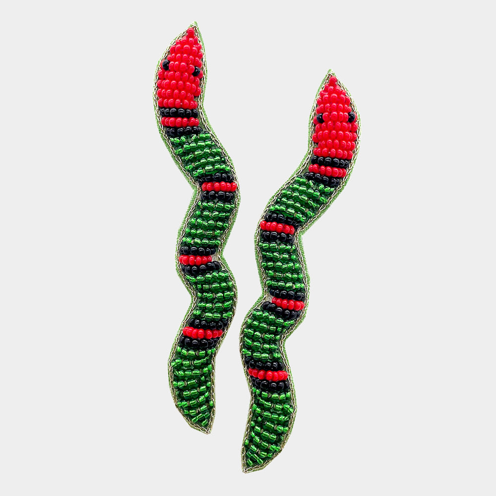 iLLASPARKZ Felt Back Seed Beaded Snake Earrings