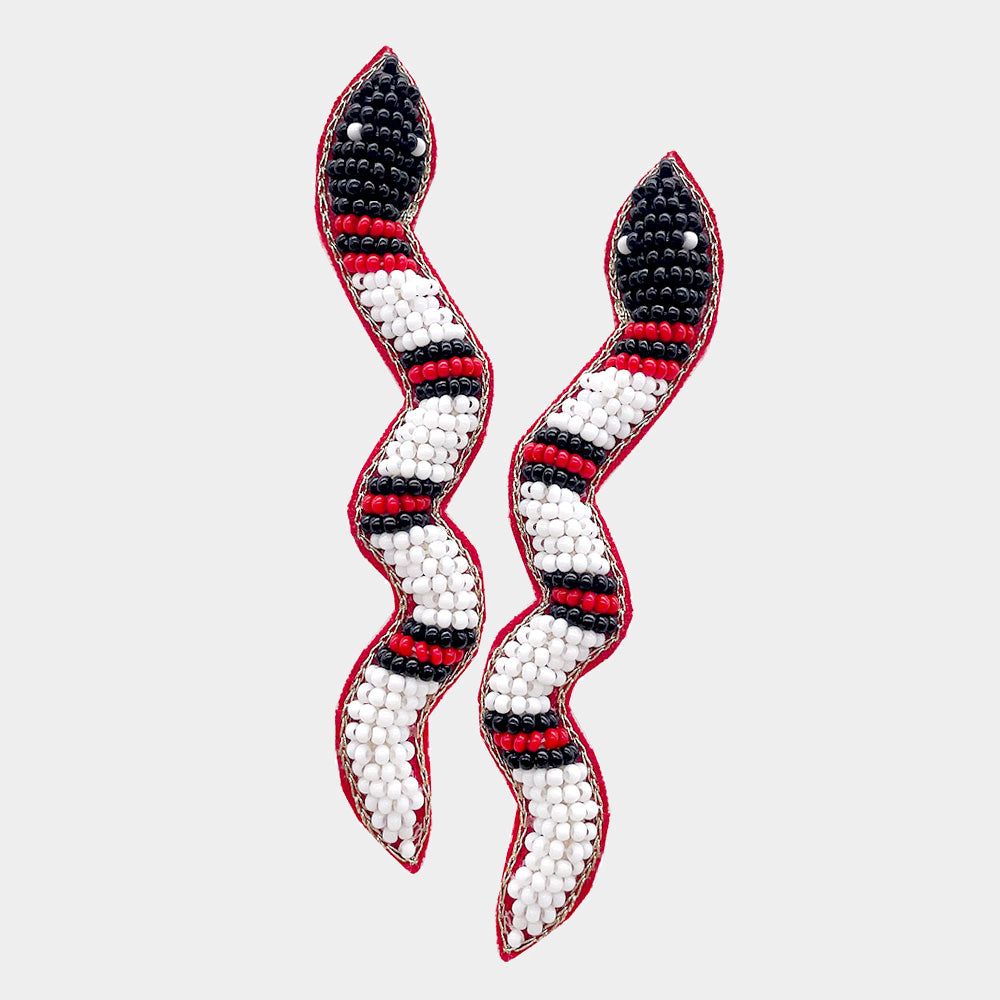 iLLASPARKZ Felt Back Seed Beaded Snake Earrings