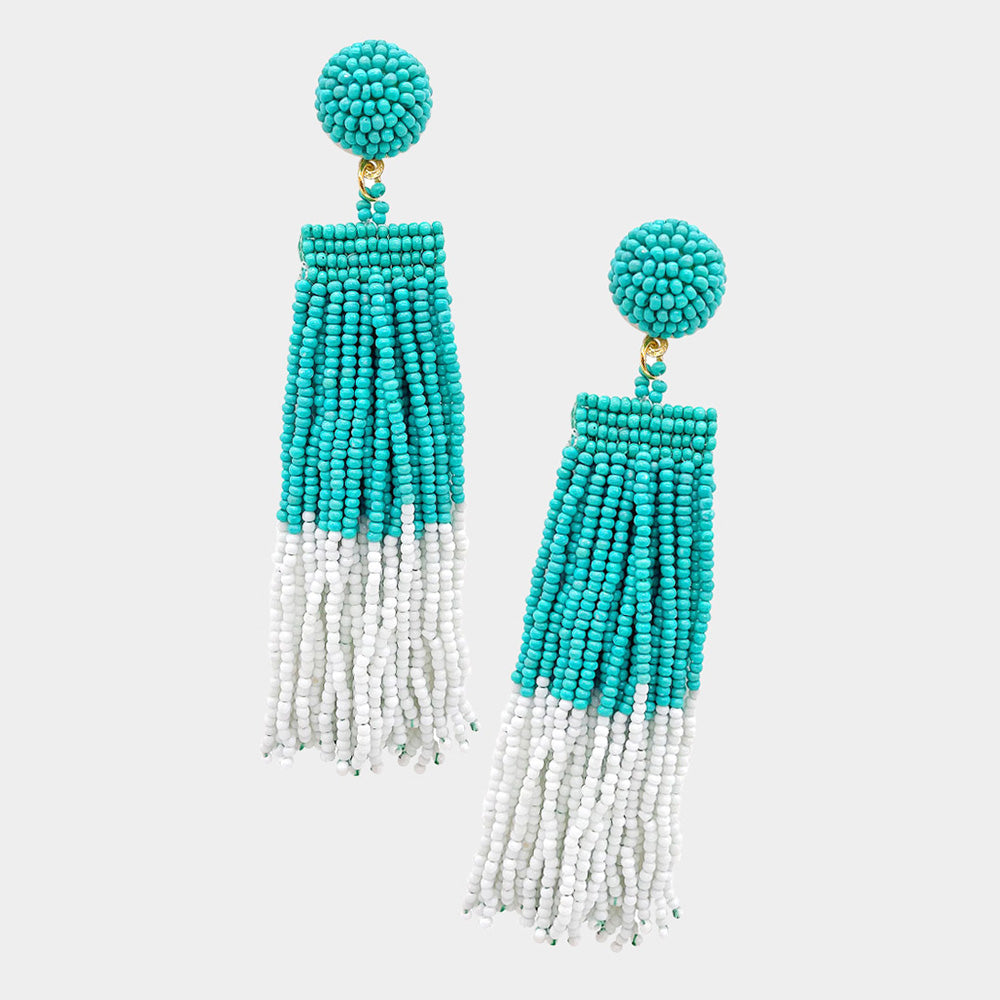 iLLASPARKZ Seed Beaded Tassel Dangle Earrings