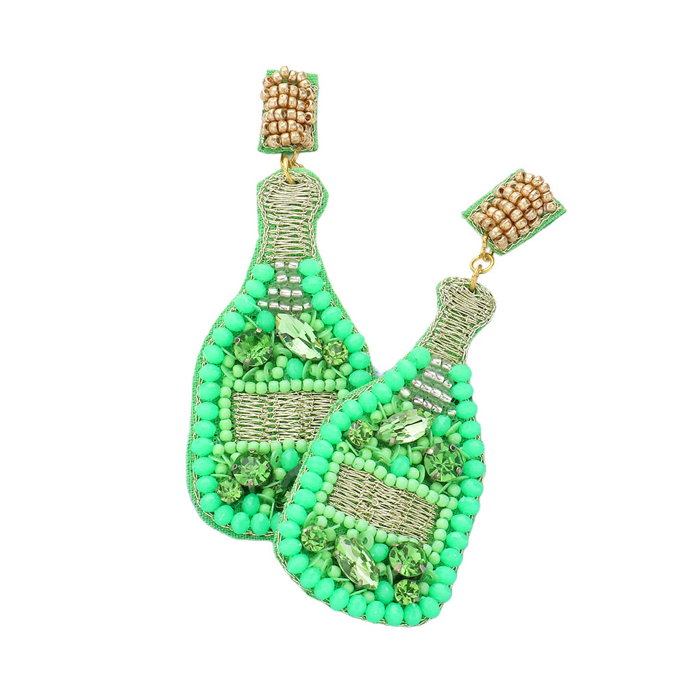 iLLASPARKZ Felt Back Stone Embellished Champagne Dangle Earrings