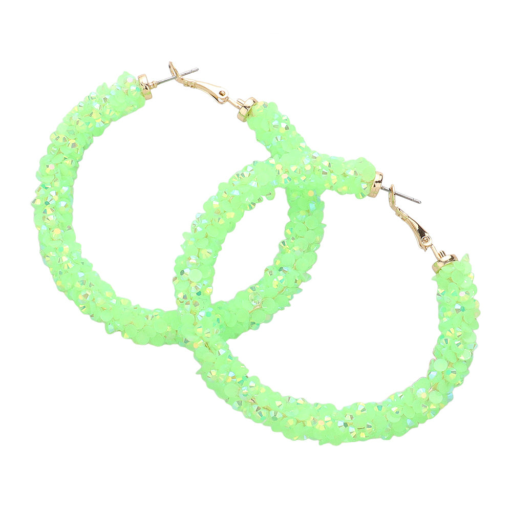 iLLASPARKZ Faceted Stone Beaded Hoop Earrings