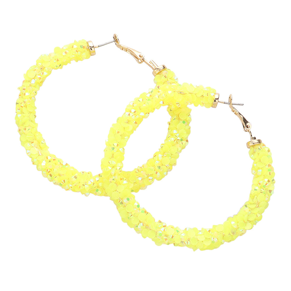 iLLASPARKZ Faceted Stone Beaded Hoop Earrings