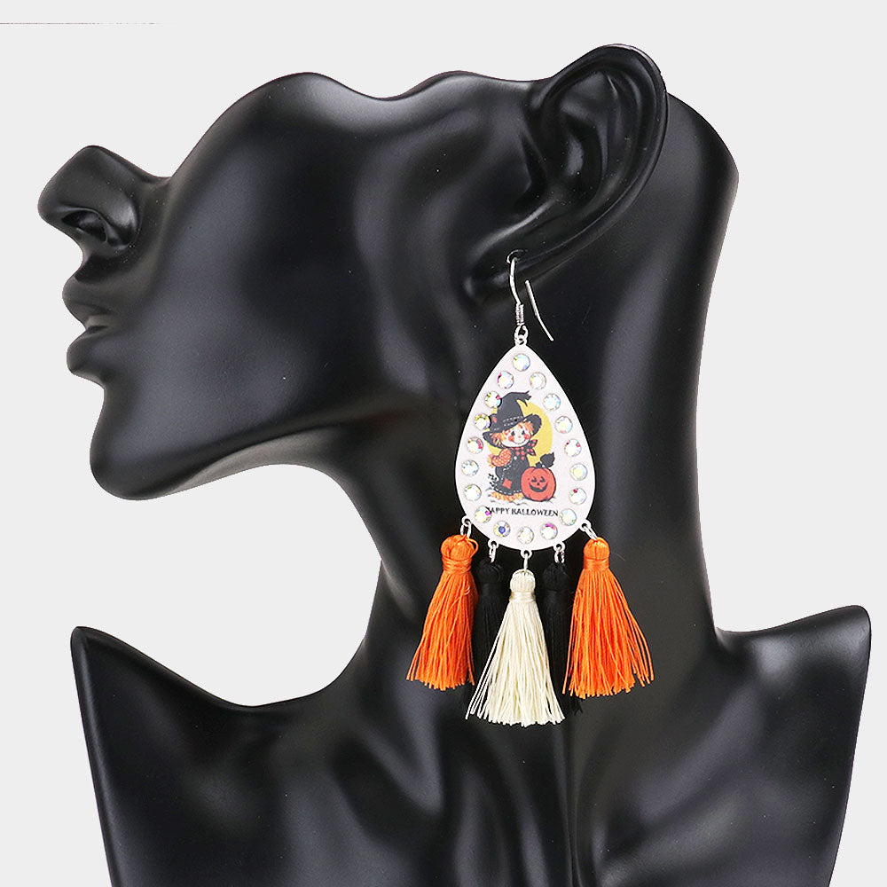 iLLASPARKZ Witch Pumpkin Tassel Earrings