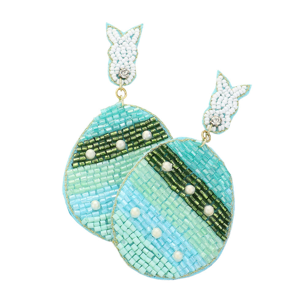 iLLASPARKZ Felt Back Beaded Easter Bunny Egg Link Dangle Earrings