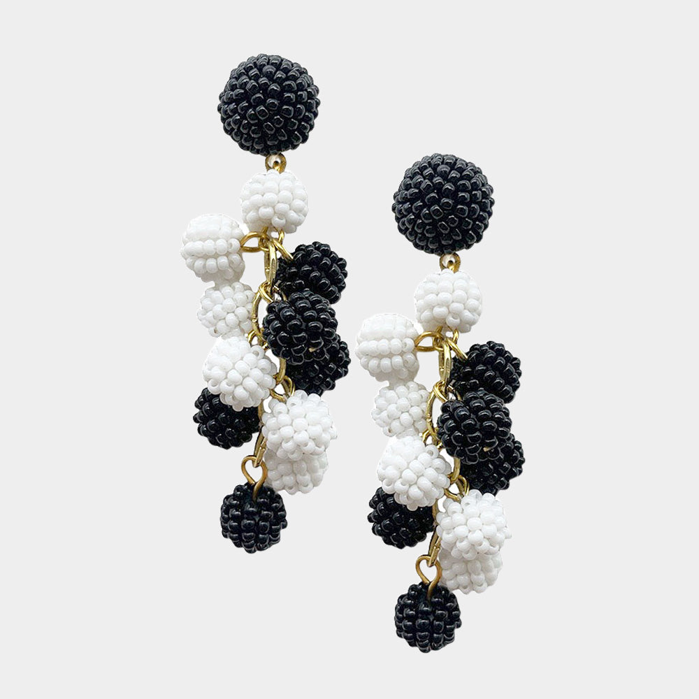 iLLASPARKZ Seed Beaded Ball Cluster Vine Dangle Earrings