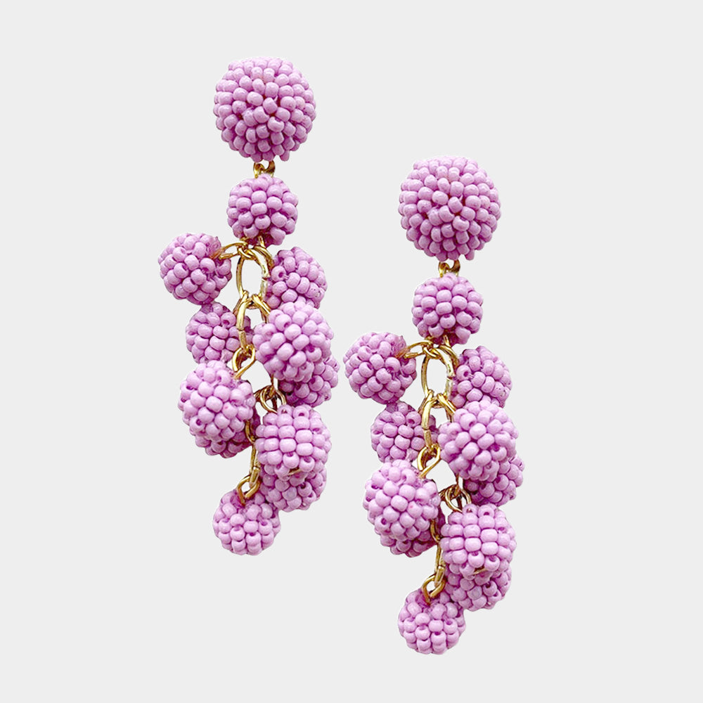 iLLASPARKZ Seed Beaded Ball Cluster Vine Dangle Earrings