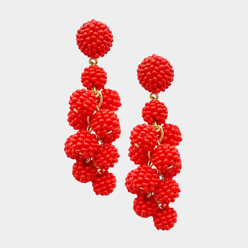 iLLASPARKZ Seed Beaded Ball Cluster Vine Dangle Earrings