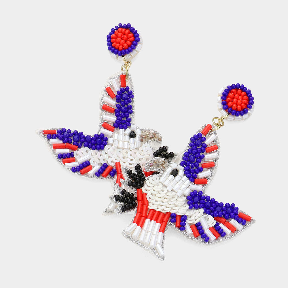 iLLASPARKZ Felt Back Sequin Beaded Eagle Link Dangle Earrings