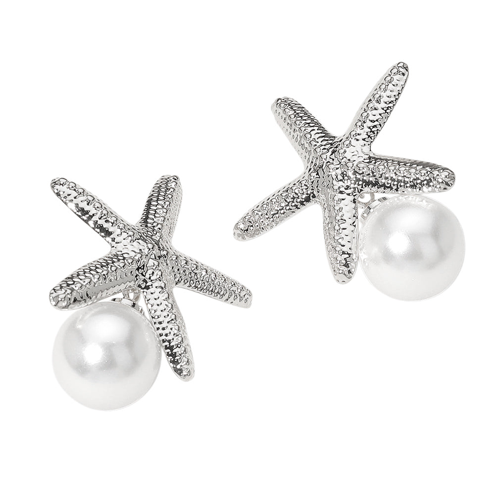 iLLASPARKZ Pearl Tip Textured Starfish Earrings