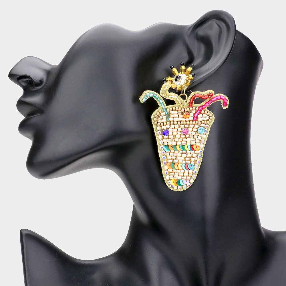 iLLASPARKZ Felt Back Beaded Firecracker Link Dangle Earrings