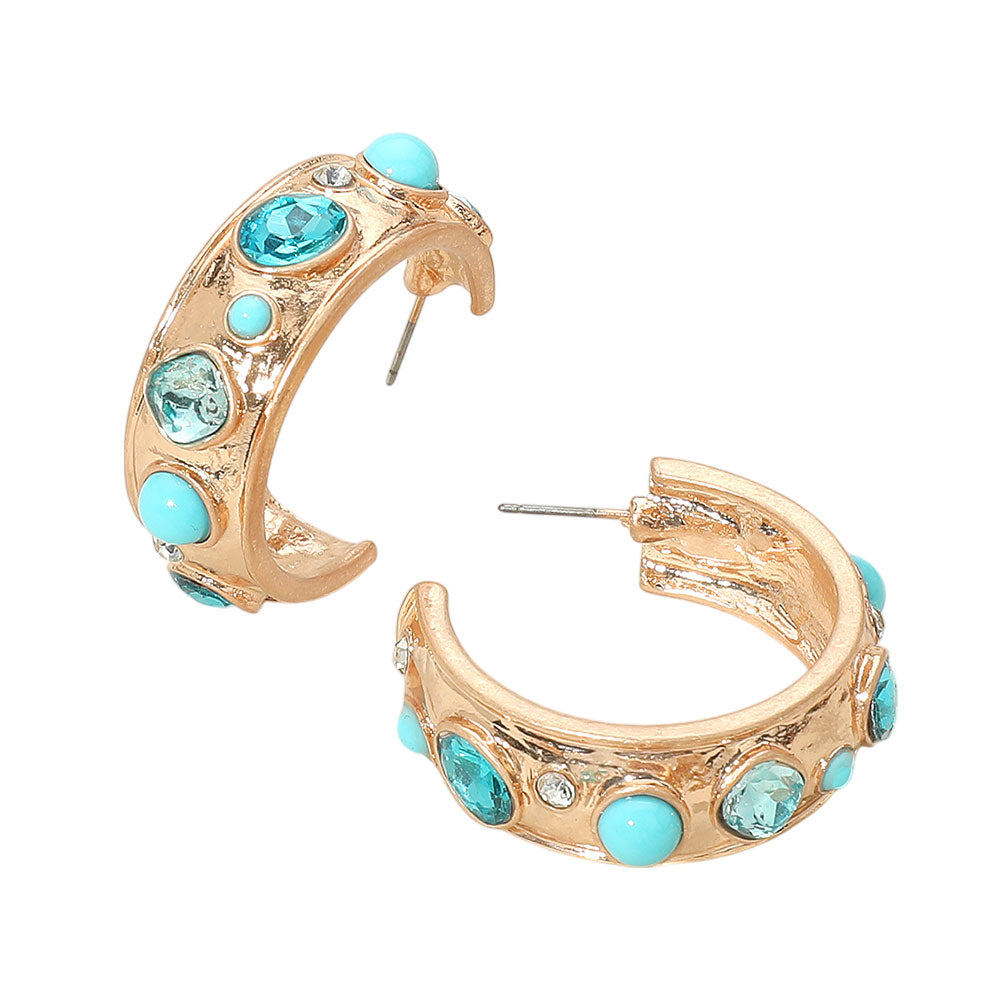 iLLASPARKZ Mixed Stone Embellished Hoop Earrings