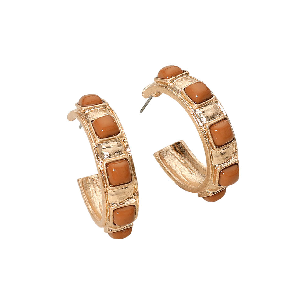 iLLASPARKZ Chunky Stone Embellished Hoop Earrings