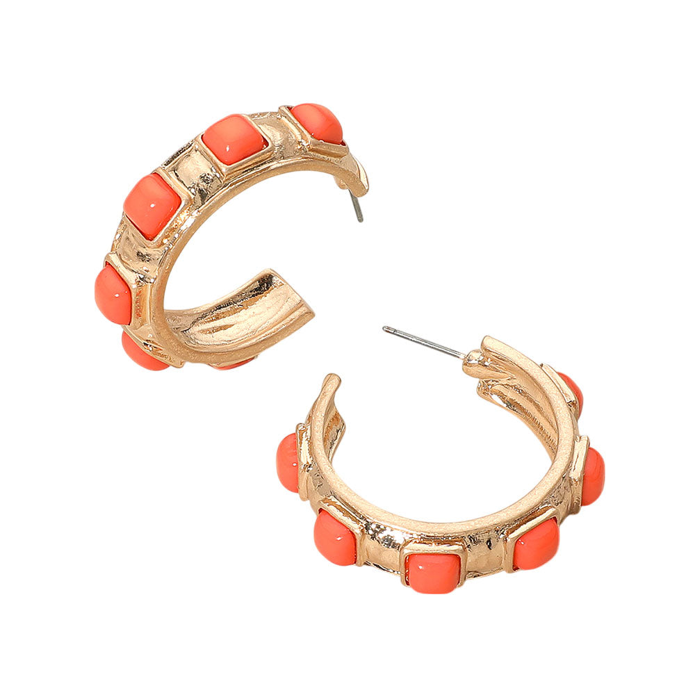 iLLASPARKZ Chunky Stone Embellished Hoop Earrings