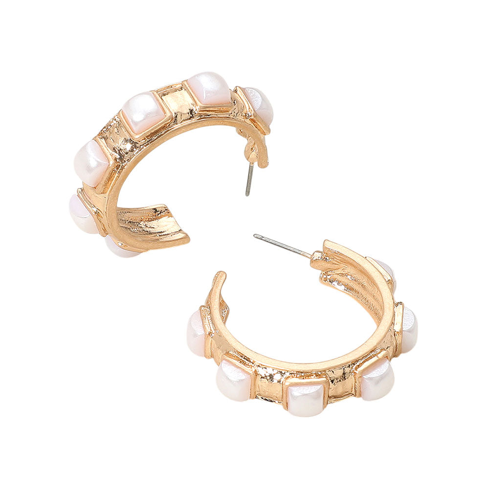 iLLASPARKZ Chunky Pearl Embellished Hoop Earrings