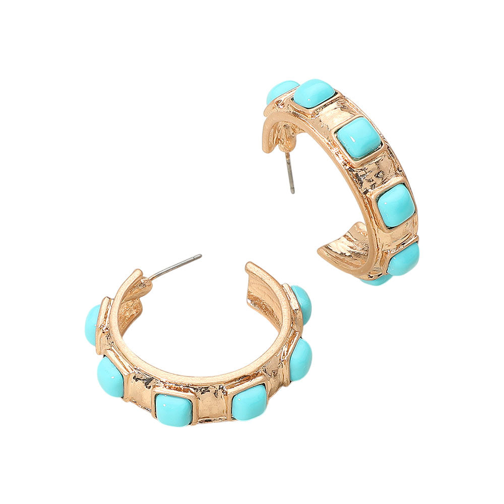iLLASPARKZ Chunky Stone Embellished Hoop Earrings
