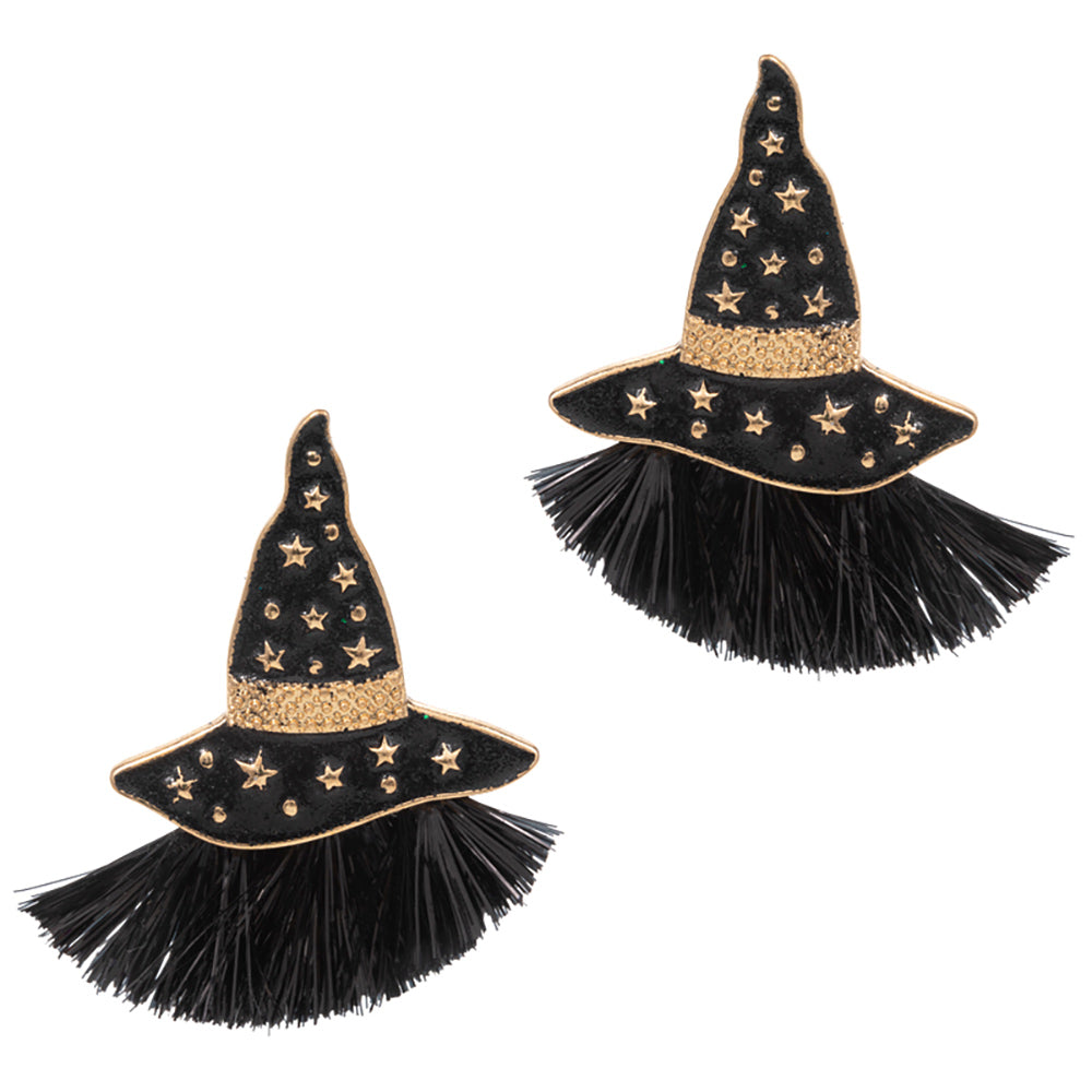 iLLASPARKZ Enamel Witch Hat with Tassel Earrings