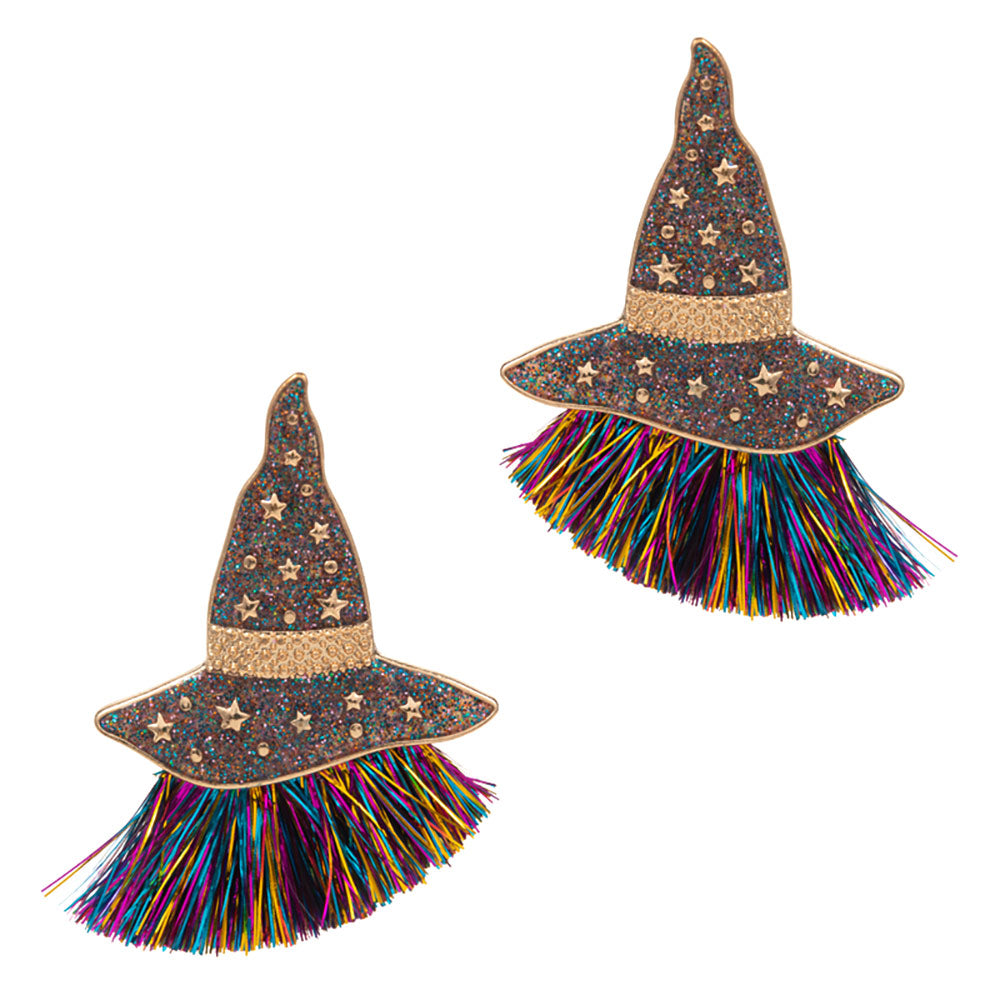 iLLASPARKZ Enamel Witch Hat with Tassel Earrings
