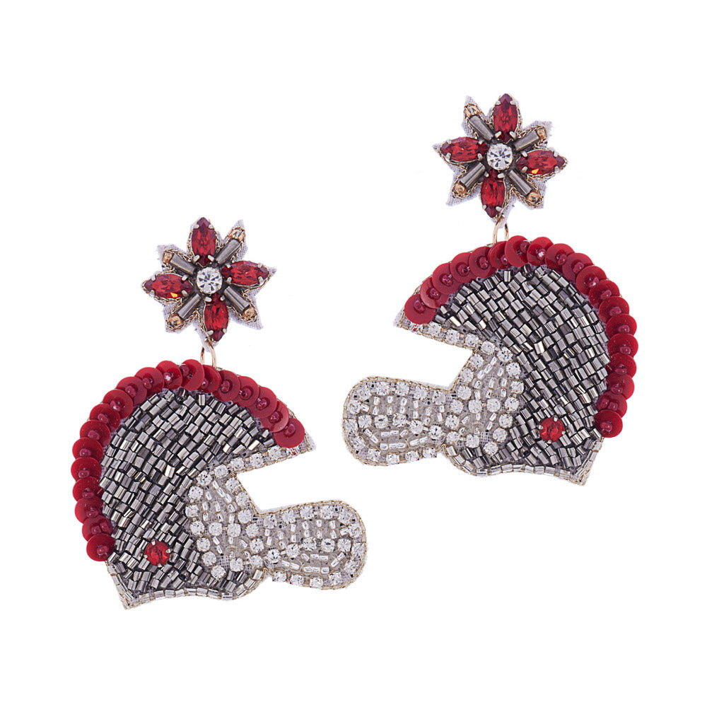 iLLASPARKZ Game Day Felt Back Stone Beaded Football Helmet Dangle Earrings
