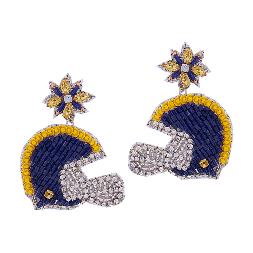 iLLASPARKZ Game Day Felt Back Stone Beaded Football Helmet Dangle Earrings