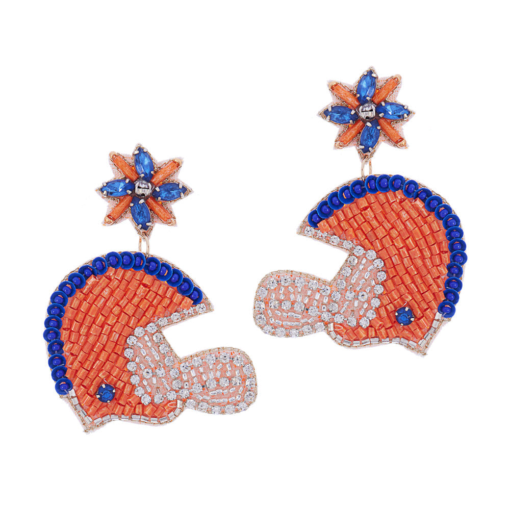 iLLASPARKZ Game Day Felt Back Stone Beaded Football Helmet Dangle Earrings