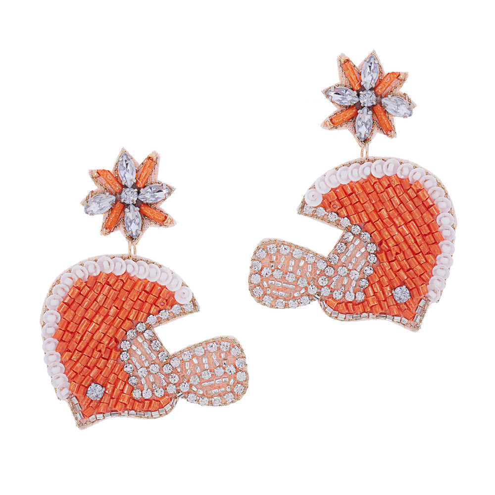 iLLASPARKZ Game Day Felt Back Stone Beaded Football Helmet Dangle Earrings