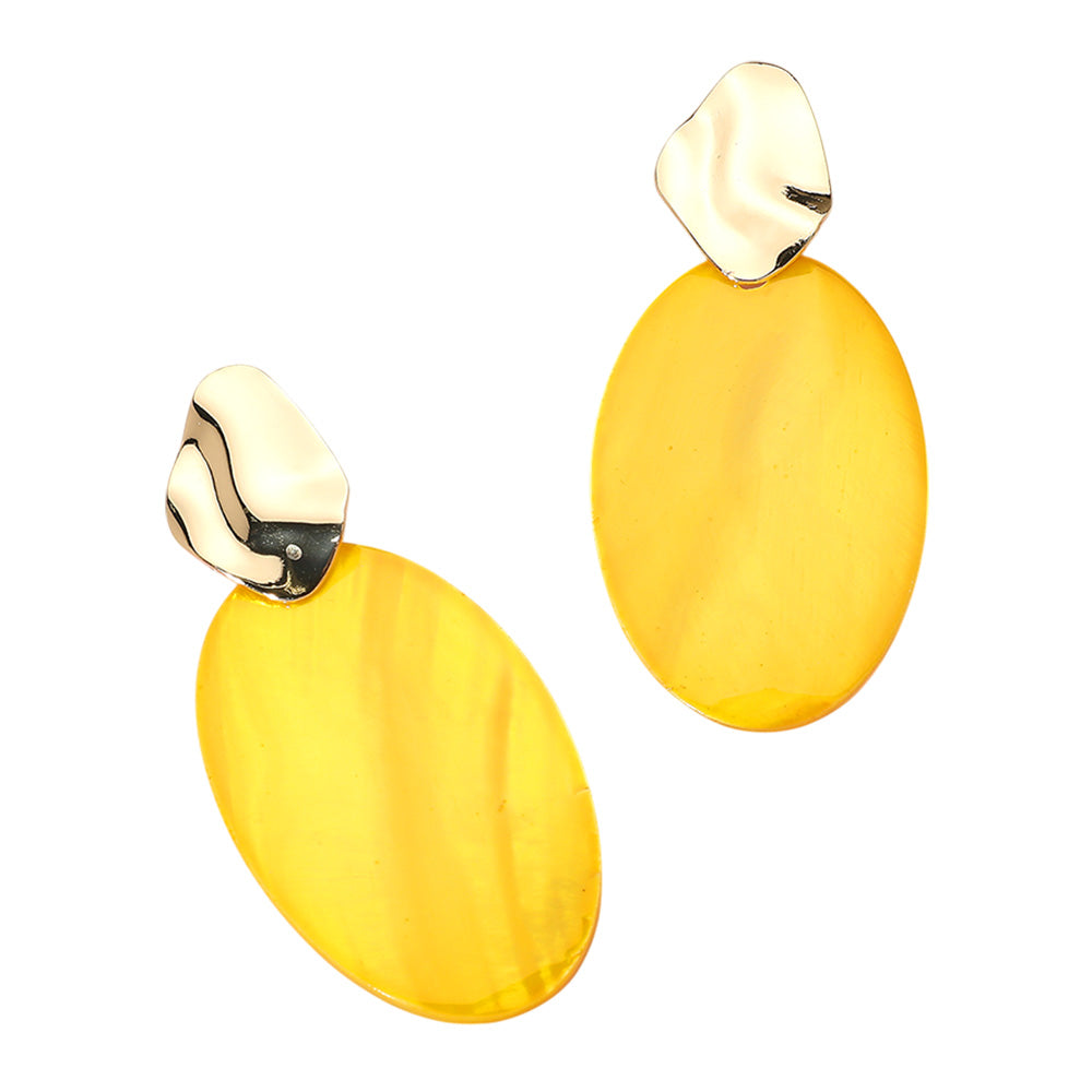 iLLASPARKZ Mother of Pearl Oval Plate Dangle Earrings