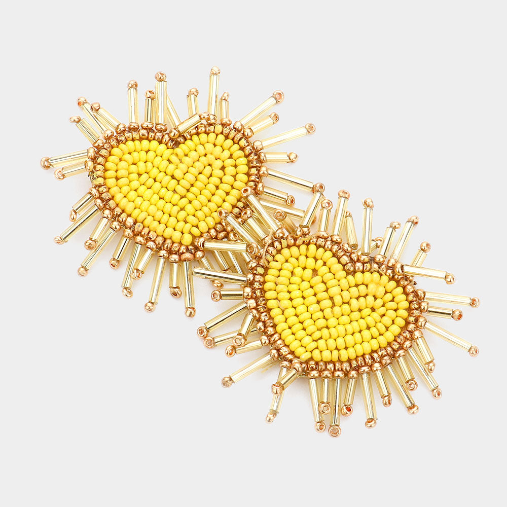 iLLASPARKZ Felt Back Seed Beaded Heart Earrings