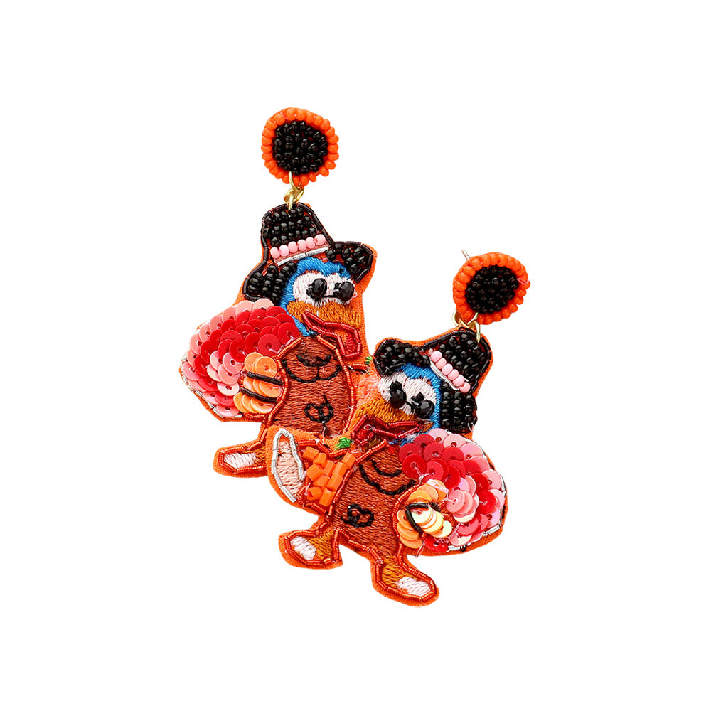 iLLASPARKZ Felt Back Beaded Turkey Dangle Earrings