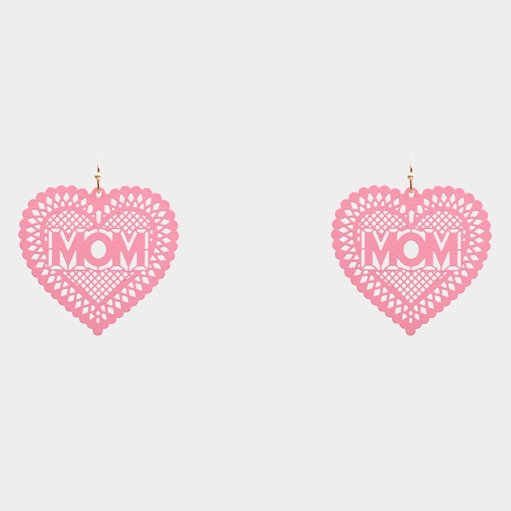 iLLASPARKZ MOM Message Colored Brass Metal Heart Dangle Earrings